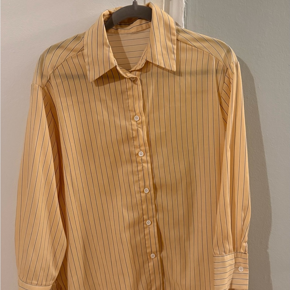 Yellow Striped Button-Up Shirt